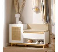 Banc de Rangement à Chaussure - SOBUY - FSR128-W - Blanc - 1 Porte - 1 Tiroir - 100x35x60cm