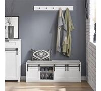 SoBuy FSR133-W Ã?tagÃšre Ã Chaussures, Meuble Ã Chaussures, Meuble d'entrÃ©e Coffre Rangement pour Chaussures avec Porte de Grange Coulissante