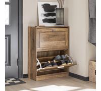 Sobuy Fsr137-F Meuble À Chaussures Meuble D'entrée, Meuble De Rangement À Chaussures Avec 2 Abattants Pour Entrée Couloir Multicolore