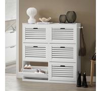 SoBuy FSR145-W Armoire à chaussures avec 6 abattants Étagère à chaussures Basculement de chaussures Commode à chaussures Rangement à chaussures blanc