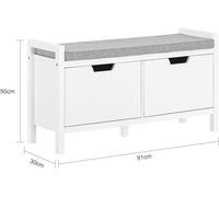 SoBuy FSR146-W Banc à Chaussures, Banc d'Entrée, Banc de Couloir, Meuble de Rangement pour Entrée avec Coussin Rembourré et 2 Portes Multicolore