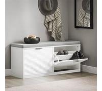 Meuble à Chaussures FSR147-W SoBuy - 2 Abattants et Coussin Rembourré - 105 x 35 x 48 - Blanc