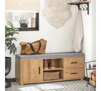 SoBuy FSR148-N Armoire à chaussures Banc à chaussures Basculeur de chaussures Coffre à chaussures Commode de siège Banc avec espace de rangement Étagère à chaussures Banc d'entrée étroit Nature LHT en