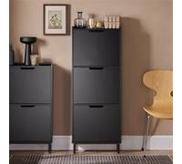 SoBuy FSR151-H-SCH Meuble à Chaussures Meuble de Rangement à Chaussures avec 3 Abattants Armoire à Chaussures Meuble d'Entrée Noir G