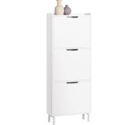 SoBuy FSR151-H-W Benne à chaussures avec 3 abattants Armoire à chaussures étroite Étagère à chaussures Commode à chaussures Rangement à chaussures