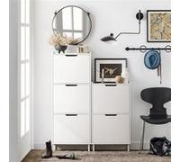 SoBuy FSR151-H-W Meuble à Chaussures Meuble de Rangement à Chaussures avec 3 Abattants Blanc G