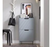 SoBuy Meuble d’Entree avec 2 Abattants, Armoire à Chaussures Moderne, Range Chaussures Étroit pour Petite Entrée ou Couloir 50x19x91cm Gris FSR151-HG
