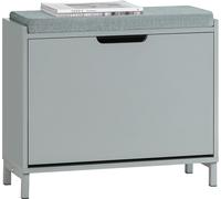 SoBuy FSR151-K-HG Boite à chaussures avec 1 abattant Armoire à chaussures étroite Etagère à chaussures avec 2 étagères Commode à chaussures Rangement à chaussures Gris clair LHT env. 60x52x24cm