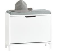 SoBuy FSR151-K-W Boite à chaussures avec 1 abattant Armoire à chaussures étroite Etagère à chaussures avec 2 étagères Commode à chaussures Rangement à chaussures blanc LHP env. 60x52x24cm