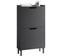 SoBuy FSR151-SCH Benne à chaussures avec 2 abattants Armoire à chaussures étroite Étagère à chaussures avec 4 étagères Commode à chaussures Rangement à chaussures Noir