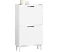 SoBuy FSR151-W Benne à chaussures avec 2 abattants Armoire à chaussures étroite Étagère à chaussures Commode à chaussures