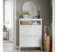 SoBuy Armoire à chaussures FSR152-W – 2 abattants, 80×25×108 cm – Meuble d'entrée