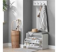 SoBuy FSR16-HG Banc Armoire à Chaussures 1 abattant avec Coussin Meuble d’entrée Coffre Blanc G
