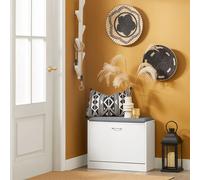 SoBuy FSR16-K-W Armoire à chaussures Banc à chaussures avec coussin d'assise Étagère à chaussures Basculeur à chaussures avec 1 abattant Banc LHT env. : 60x47x24cm