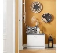 SoBuy FSR16-K-W Armoire à chaussures Banc à chaussures avec coussin d'assise Étagère à chaussures Basculeur à chaussures avec 1 abattant Banc LHT env. : 60x47x24cm