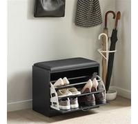SoBuy FSR16-SCH Banc Armoire à Chaussures 1 abattant avec Coussin Meuble d’entrée Coffre Rangement pour Chaussures 60x30x47 cm- Noir