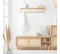 SoBuy FSR163-N Banc à Chaussures Meuble de Rangement à Chaussures Meuble d'entrée Banc de Rangement avec Coussin Rembourré, Étagères et 2 Portes Coulissantes Bois G