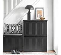 Meuble à Chaussures FSR165-K-SCH SoBuy - 2 Abattants pour Petite Entrée Couloir - Noir - LPH 61x26x81 cm