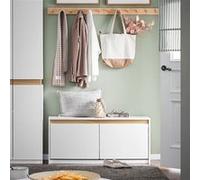 SoBuy Banc à Chaussures Meuble d'Entrée Banc Rangement Chaussures - 2 Abattants + Compartiment Supérieur + Capacité 240 kg - pour Entrée, Salon, Chambre - 104x30x47cm Blanc - FSR171-W