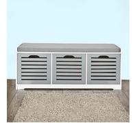 SoBuy® FSR23-HG Banc de Rangement avec Coussin rembourré et 3 Cubes, Meuble d'Entrée Commode à Chaussure Banquette Confortable