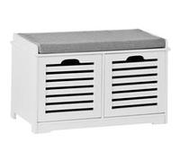 SoBuy® FSR23-K-W Banc de Rangement avec coussin rembourré et 2 cubes Blanc
