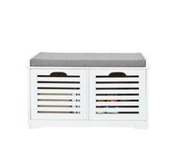 SoBuy FSR23-K-W Banc de Rangement avec Coussin Rembourré et 2 Cubes Meuble d'Entrée Commode à Chaussure Meuble de Rangement Banquet