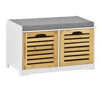 SoBuy® FSR23-K-WN Banc de Rangement avec Coussin rembourré et 2 Cubes, Meuble d'Entrée Commode à Chaussure Banquette Confortable Blanc