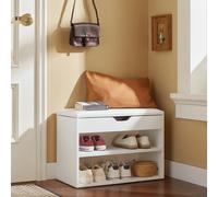 SoBuy FSR25-W Banc à chaussures avec assise - Étagère à chaussures avec rangement, meuble à chaussures avec assise, meuble étroit pour entrée séjour, charge max 120 kg, blanc 60x30x44 cm BLANC