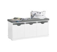 SoBuy FSR30-W Banc de Rangement Meuble d'Entrée à Chaussures avec 3 cubes et coussin rembourré confortable - Blanc