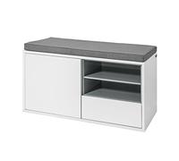 SoBuy® FSR37-W Banc de Rangement à Chaussures avec Coussin rembourré, tiroir et étagères - L80xH46xP35cm