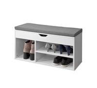 SoBuy Banc à Chaussures, Meuble Chaussure avec Coussin Rembourré, Organiseur de Chaussures, Meuble à Chaussures, Meuble d'Entrée, Etagère à Chaussures avec 1 Tiroir, Blanc, L80xP30xH46 cm, FSR45-HG