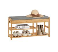 SoBuy FSR47-N Meuble à Chaussures Banc de Rangement Chaussures Étagère à Chaussures avec tiroirs Latéraux et coussin rembourré