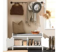 SoBuy FSR63-II-W Commode d'assise Banc avec assise Coffre à chaussures avec espace de rangement Armoire à chaussures blanc LHT env. 91x50x31cm