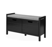 Sobuy Fsr63-Sch Banc De Rangement Meuble Bas Entrée Avec Coussin Rembourré Et 2 Portes, Meuble D'entrée Meuble À Chaussures Commode À Chaussures Banquette Confortable - 91x30x50cm - Noir Noir