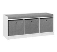 SoBuy® FSR65-DG Banc de Rangement avec Coussin Rembourré et 3 Paniers Meuble Bas Entrée Commode à Chaussure Banquette Confortable G