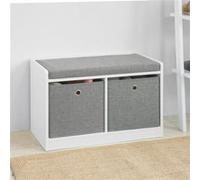 SoBuy FSR65-K-DG Banc de Rangement Coffre à Jouets avec 2 Paniers et Coussin Rembourré Blanc G