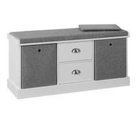 Sobuy® Fsr66-Hg Banc De Rangement Avec Coussin Rembourré, 2 Tiroirs Et 2 Paniers Meuble Bas Entrée Commode À Chaussure Banquette Confortable Gris