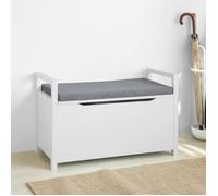 SoBuy Meuble Chaussure Banc à Chaussures Rangement Fermé avec Coussin - Banc d'Entrée Stable avec Coffre 120kg, Blanc 86x38x54cm - FSR76-W