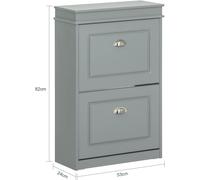 Sobuy Fsr78-Hg Meuble De Rangement Armoire À Chaussures Commode À Chaussures 2 Abattants Meuble D'entrée Coffre Rangement Pour Chaussures ? Gris Gris