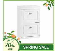 SoBuy Meuble Chaussure Rangement Chaussure avec 2 Abattants, Armoire à Chaussures Entrée, Meuble à Chaussures, Range Chaussures 8 Paires, pour Couloir, Entrée, 54x24x83 cm, Gris, FSR78-HG