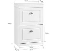 SoBuy Meuble à chaussures FSR78 – 2 abattants, 4 étagères, 8 paires – Blanc