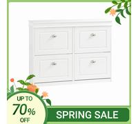SoBuy FSR79 Meuble à chaussures avec 4 portes battantes, meuble à chaussures étroit avec 8 étagères, étagère à chaussures réglable pour couloir, 105x82x24 BLANC