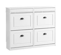 SoBuy FSR79-WG Meuble Chaussure Rangement Chaussure 4 Abattants Armoire à Chaussures Entrée, Meuble à Chaussures Range Chaussures 16 Paires pour Couloir Entrée 103x23x82cm Effet Bois Vieilli Blanc BLA