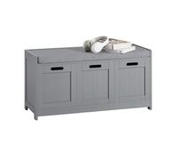 SoBuy FSR80-SG Banc de Rangement avec 2 Portes 1 Cube et Coussin Rembourré Meuble d'Entrée Coffre à Jouets Commode à Chaussures