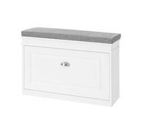 SoBuy FSR82-L-W Banc à Chaussures Meuble à Chaussures avec Assise Coussin Rembourré et Abattant Banc de Rangement à Chaussures 75x24x51 cm ¿ Blanc