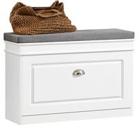 SoBuy FSR82-L-W Caisson à chaussures avec abattant Banc à chaussures avec coussin d'assise Commode à chaussures Banc blanc LHT env. : 75x51x24cm