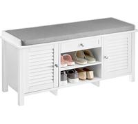 Meuble à chaussures SoBuy FSR83-W Banc de Rangement avec Coussin Rembourré Meuble Bas Entrée Commode à