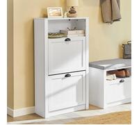 SoBuy FSR87-K-W Meuble à chaussures Armoire à Chaussures Commode à Chaussures 2 abattants Meuble d'entrée Coffre Rangement