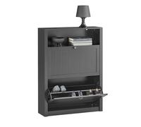 SoBuy Meuble à chaussures FSR87-SCH 2 abattants, compartiment supplémentaire, noir 80x24x110 cm