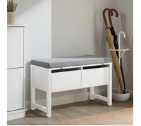 SoBuy FSR88-W Banc de Rangement avec Coussin Rembourré Meuble Bas Entrée Commode à Chaussure Banquette Confortable avec 2 Tiroirs